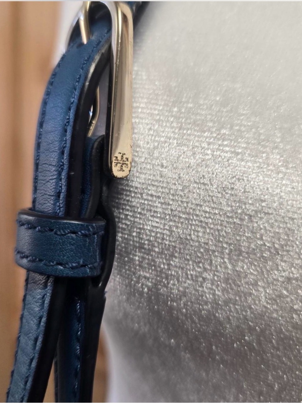 Tory Burch Navy Woven Leather Crossbody - Picture 4 of 8
